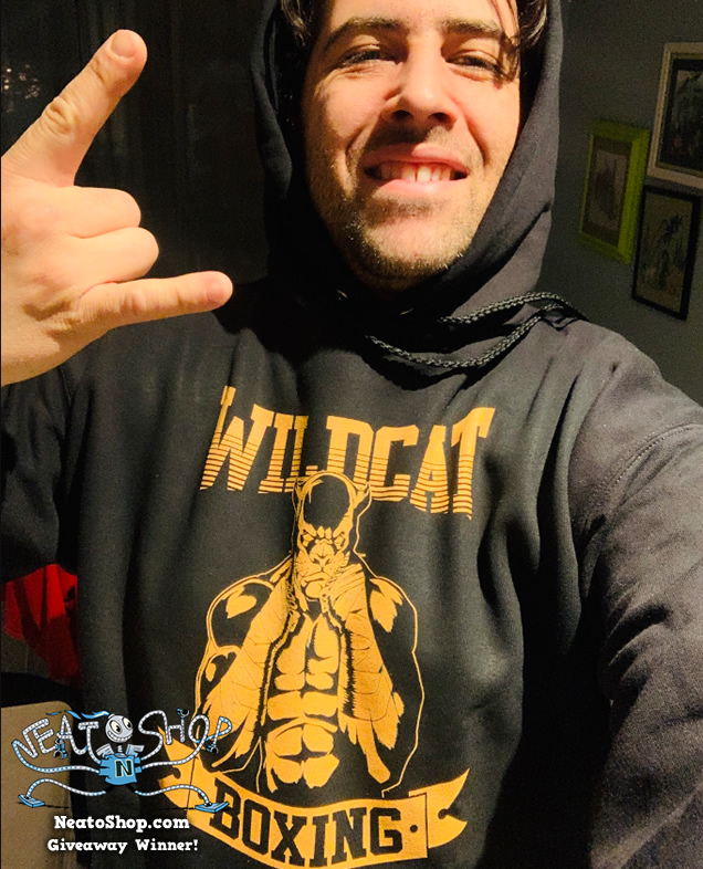 Kylie wearing a boxing design hoodie